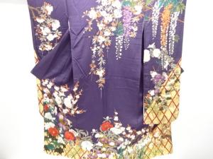草花模様刺繍振袖